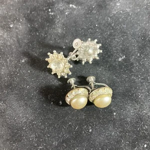 2 pares de pendientes vintage de diamantes de imitación atornillados - Imagen 1 de 11