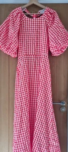 ASOS UK14 Open Back Gingham Maxi Dress - Puff Sleeves, Fully Lined - Picture 1 of 8
