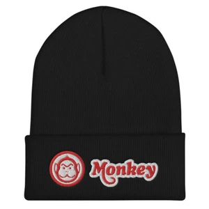 Monkey Bike Embroidered Cuffed Beanie Winter Stocking Hat - Picture 1 of 1