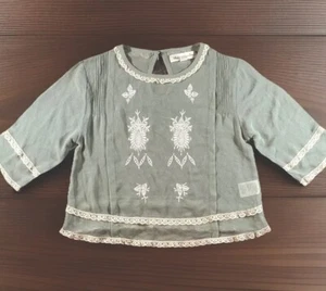 STARING AT STARS URBAN OUTFITTERS Blouse Womens X-Small Green Sheer Ivory Lace - Picture 1 of 7