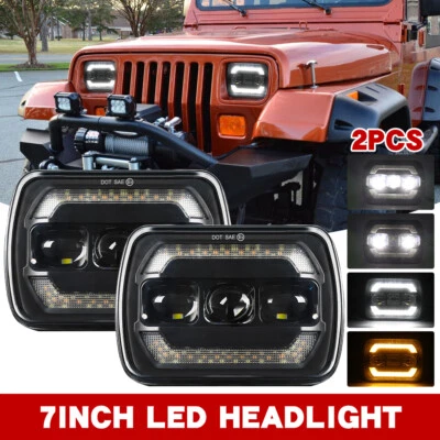 E-Geprüft 7x6'' 5x7" LED Scheinwerfer High Low DRL für Jeep Cherokee XJ YJ Chevy - Bild 1 von 4