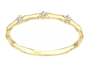 9ct Yellow Gold Simulated Diamond Stone Set Novelty Bone Band Ring size J to S - Picture 1 of 6