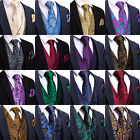 Paisley Floral Mens Waistcoat Dress VEST Necktie Suit Tuxedo Tie Hanky Cufflinks