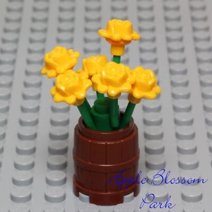 NUEVO Lego Friends Minifigura ROSAS AMARILLAS MACETA BARRIL Planta Verde Rosa Flores - Imagen 1 de 3