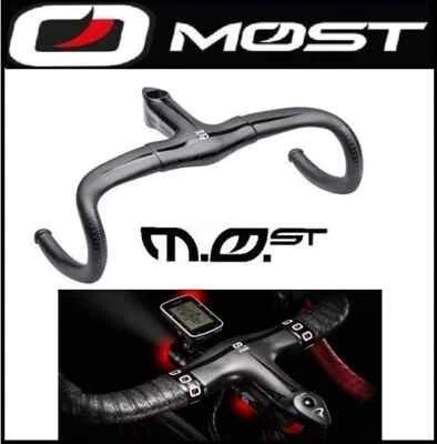 MANUBRIO TALON AERO FIBRA CARBONIO BICI CORSA 40 42 44cm PIPA ATTACCO INTEGRATO - Immagine 1 di 4