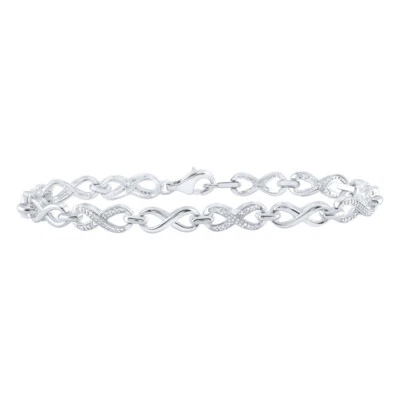 Brazalete infinito de diamantes redondos de plata de ley para mujer 1/10 Cttw Foto 1 de 2