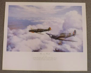 RAF WW2 SPITFIRE PRINT FOES NOW FRIENDS BY ALAN S HOLT - Picture 1 of 6