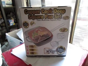 Tekno Copper 4 Piece Set Chef Cookware 9.5 Non Stick Deep Square Pan Brand New - Picture 1 of 2