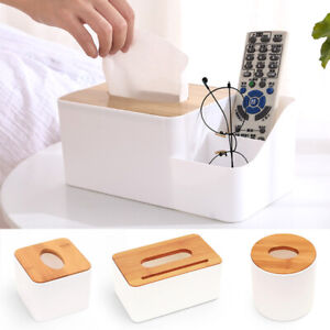 Tissue Box Dispenser Paper Storage Holder Napkin Case Organizer Wooden Covers