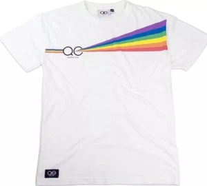 Queer Eye weißes Prismen-T-Shirt MEDIUM M Unisex Erwachsene weiß Regenbogen Grafik T-Shirt neu mit Etikett - Bild 1 von 4