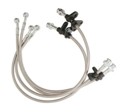 Fit Acura Integra 94-97 Honda Civic 92-95 Front Rear Stainless Brake Line Silver - Image 1 of 3