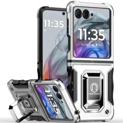 Funda protectora con anillo de metal magnético para Motorola Razr 2024 2025 Foto 1 de 4
