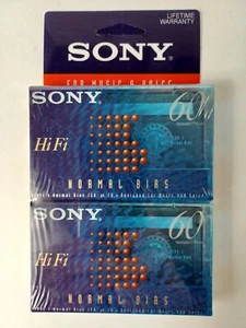 NEW 2 PACK - Sony C-60HFB Hi Fi Type I Normal Bias Blank Cassette Tape Free Ship - Picture 1 of 4