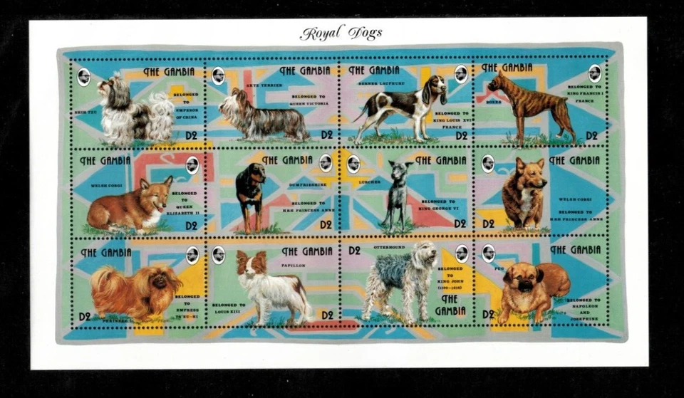 Gambia 1993 - Perros reales - Hoja de 12 estampillas - Scott #1400 - MNH Foto 1 de 1