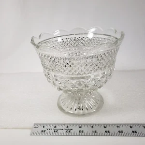 Vintage Anchor Hocking Wexford Glass Cut Footed Pedestal Bowl Heavy Textured - Picture 1 of 13