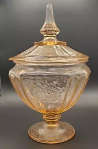 Pink Depression Glass Candy Dish W/lid Mayfair Pattern 9" READ - Picture 1 of 5