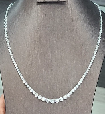 OFERTA! COLLAR TENIS DIAMANTES GRADUADOS GENUINOS 5,85 QUILATES ORO BLANCO 14K 17" Foto 1 de 4