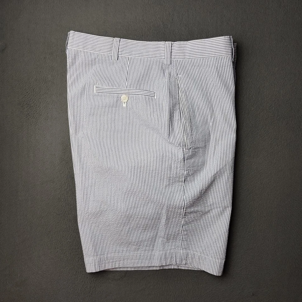 Pantalones Cortos Brooks Brothers Hombre 36 Azul Blanco Rayas Seersucker Verano 346 Chino Trabajo Foto 1 de 4