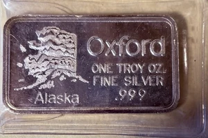 1 Oz Oxford Assaying Refining Alaska 999 Silberbarren Anlagebarren - Bild 1 von 2