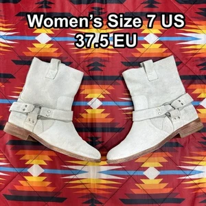 Maison Martin Margiela Beige Suede Harness Western Boots Women’s 7 US 37.5 EU - Picture 1 of 20