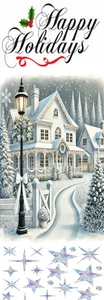 WEIHNACHTEN WINTER WEISSES HAUS -VOGEL, KATZEN, BLUMEN - LESEZEICHEN - MIT QUASTE - Bild 1 von 1