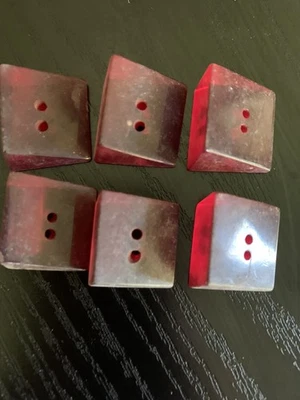 (#11) Vintage Red Acrylic Buttons 3/4 x 3/4 Inch Set of 6 - Image 1 of 4