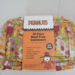 NEW! Thanksgiving Peanuts Snoopy 20 Piece Meal PreP Food Storage Containers Fall - Picture 1 of 5