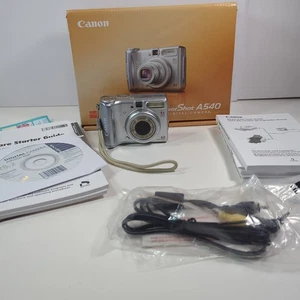 Canon PowerShot A540 6MP Digital Camera Box Manual Plug 4x Zoom Tested Mint - Picture 1 of 22