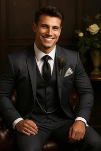 Men Outfit 3 Piece Suits, Formal Elegant Suits Engagement Dinner Party Wear Men - Picture 1 of 4