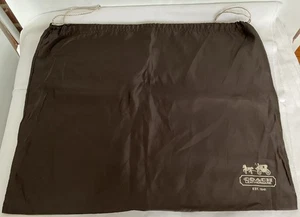 Large Authentic Coach Dust Bag Brown Cotton White Logo Drawstring 23"x19" - Picture 1 of 4