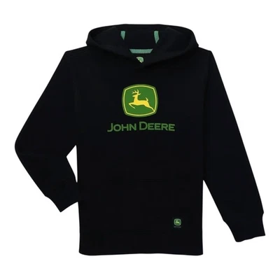 John Deere Boys Graphic Fleece Long Sleeve Hoodie Pullover Black XS (4-5) - Image 1 of 4
