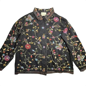 Quacker Factory All Beaded Elaborate Butterfly Flower Jacket Artsy Unique L - Picture 1 of 24