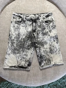 Levi's Denim Shorts Mens 40 Black White Acid Wash 5-Pocket Zip Fly Bermuda - Picture 1 of 9