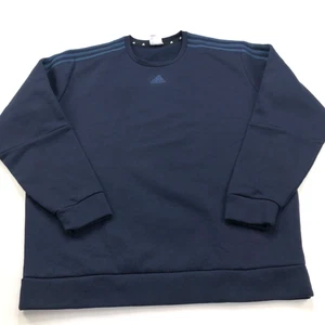 Adidas Soft XL Navy Blue 3 Stripe Mens Pullover Crew Sweater NS-1 - Picture 1 of 9