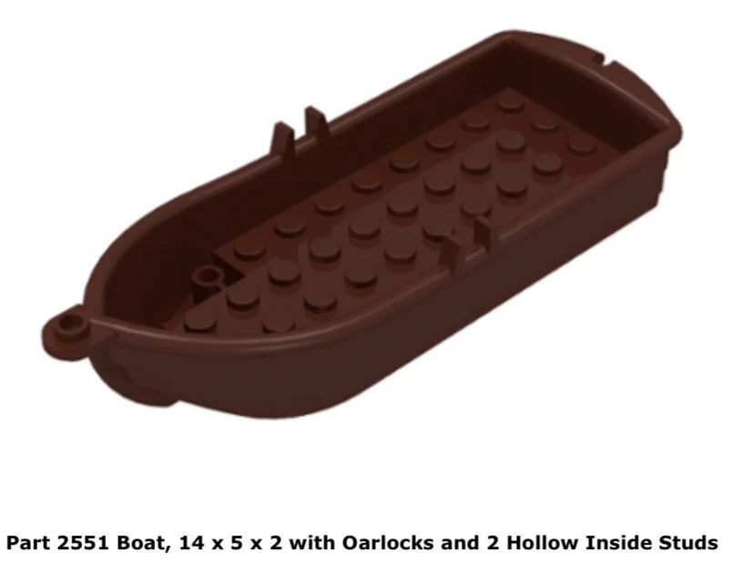 LEGO Parts 1x 2551 Brown Boat, 14 x 5 x 2 with Oarlocks and 2 Hollow Studs 4709 - Image 1 of 1