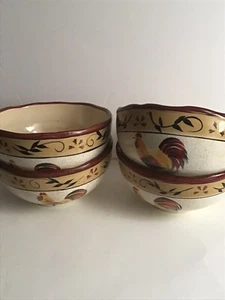 Canterbury Potteries Montauk Sunrise Roosters 4 Large Bowls - Picture 1 of 5