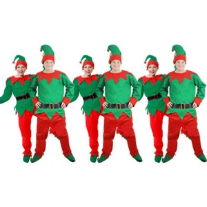5er-PACK ELF KOSTÜM WEIHNACHTEN WEIHNACHTSHELFER WEIHNACHTEN HERREN DAMEN SCHICKKLEID SET - Bild 1 von 12