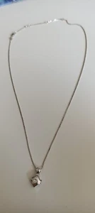 catena oro bianco con ciondolo in oro bianco e piccolo diamante - Foto 1 di 2