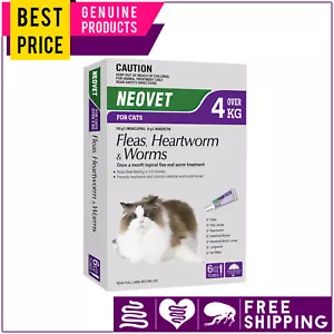 Neovet Flea Heartworm Worm Control for Cats Over 4 Kg PURPLE 6 Doses - Picture 1 of 2