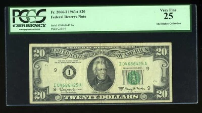 DBR 1963-A $20 FRN Minneapolis Fr. 2066-I PCGS 25 Serial I04686425A - Image 1 of 2