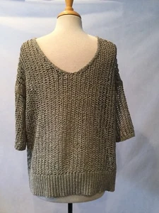 CURIO Ladies Loose Knit Scoop Neck 3/4 Sleeve Sweater/Top- Taupe- Size Medium - Picture 1 of 3