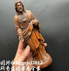 8" Boxwood Carved Jesus Christ Statue Christian Religious Sculpture Figure Home - Picture 1 of 8