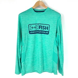 Under Armour Fishing LS Shirt Mens Size L Aqua Green Loose HeatGear Outdoors - Picture 1 of 12