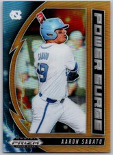 2020 Panini Prizm Draft Picks Power Surge Neon Orange #7 Aaron Sabato 15/50