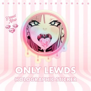 Limited Edition Only Lewds Holographic Sticker - Cheeky Ahegao Anime Girl - Bild 1 von 1