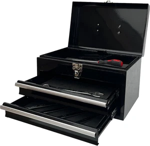 Portable Metal Tool Chest with 2 Drawers, 14" 2-Drawer Tool Chest Cabinet with B - Picture 1 of 9