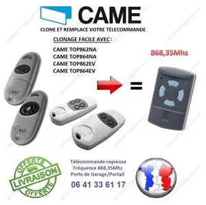 Télécommande copieuse CAME TOP862, TOP864 fréq 868,35Mhz pour Garage Portail - Imagen 1 de 4
