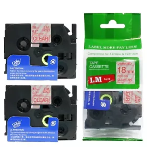 Paquete de 2 cintas transparentes rojas de 18 mm para impresora P-touch modelo PTH500LI, PT-H500LI 3/4 - Imagen 1 de 1
