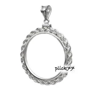 1 oz Silver Panda Coin Bezel Sterling Silver Rope Frame Mount Pendant - Picture 1 of 3