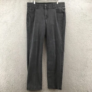 Lane Bryant Straight Leg Jeans Womens 18 (actual 37x31) Black High Rise Zip Fly - Picture 1 of 16
